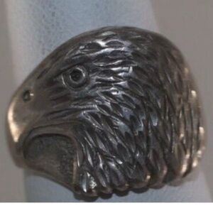 Unisex Navajo Stamped Sterling Eagle Ring Signed GSX 5.95 grams